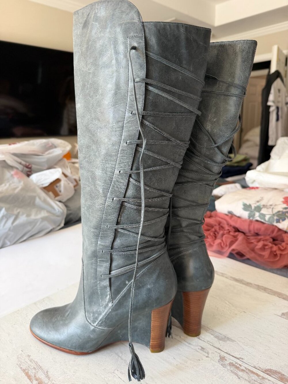 Designer Modern Vintage Distressed Anthropologie Boot Size 40 or US9